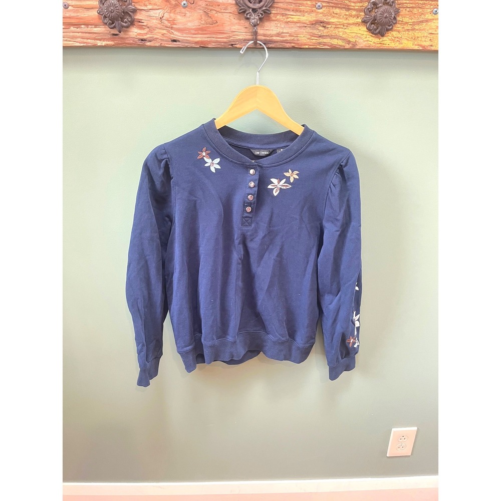 Driftwood Jeans Teddy French Terry Henley Embroidered Sleeve Sweatshirt‎ Sz. S